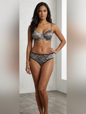 Victoria's Secret VTG Black Pink Satin Lace Demi Bra Brief Panty Set 38D L New